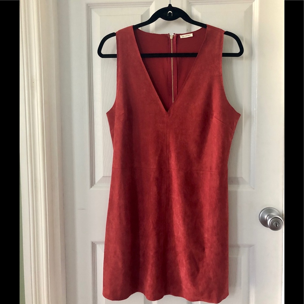 Anthropologie Red Suede Shift Dress